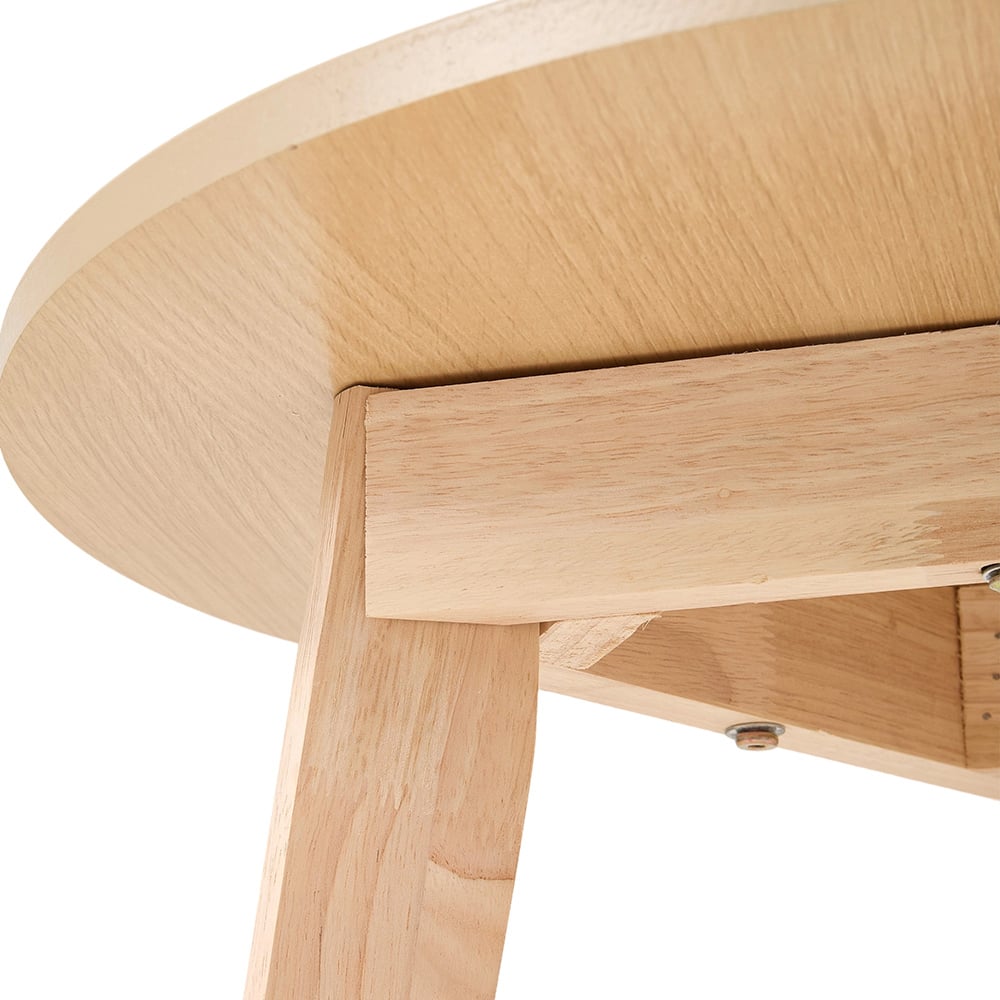 Living and Home 2-Tier Natural Round Wooden Coffee Side Table Image 3