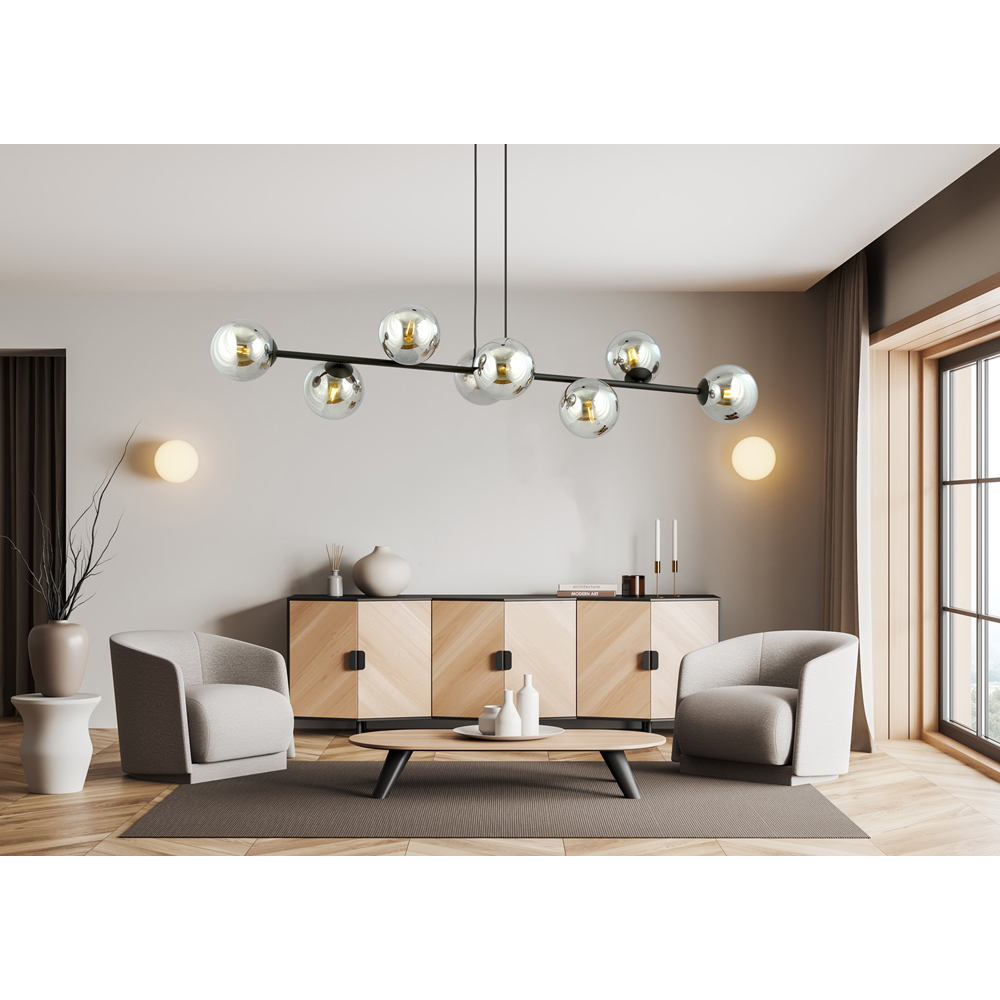 Emibig Rossi 8 Light Graphite Shade Black E14 Ceiling Pendant Light Image 5