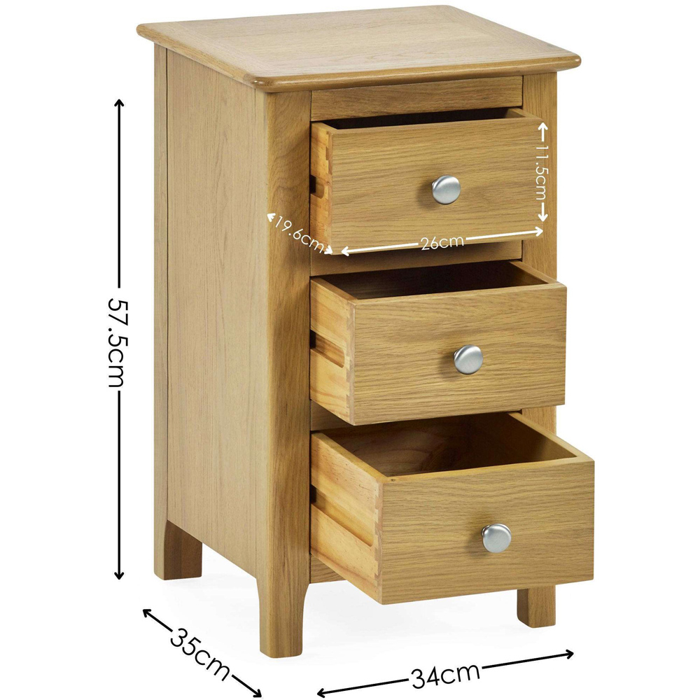 Julian Bowen Somerset 3 Drawer Oak Compact Bedside Table Image 9