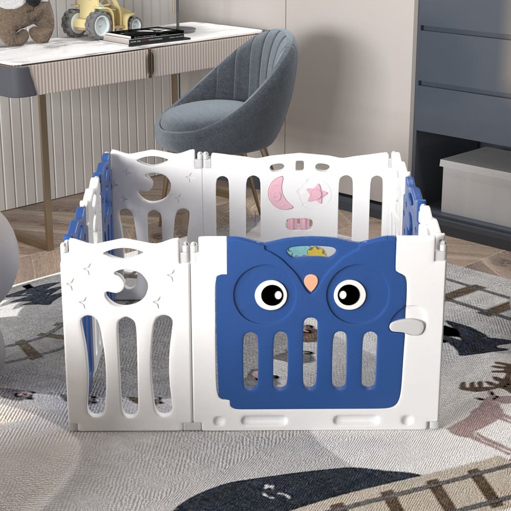 Living and Home White and Blue 10 Panel Foldable Kids Playpen Image 7
