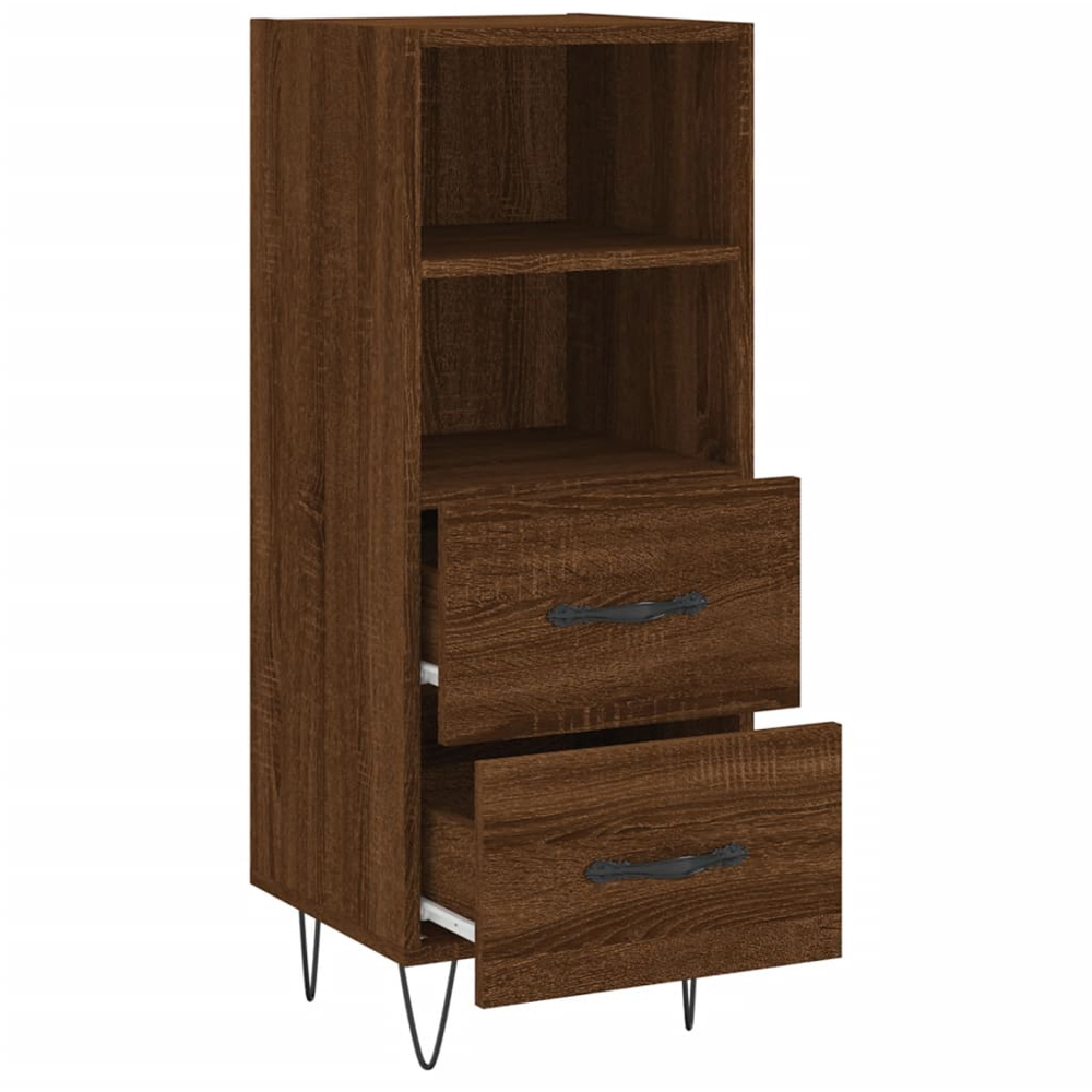 vidaXL 2 Drawer 2 Shelf Brown Oak Sideboard Image 5