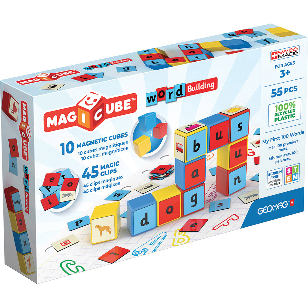 Geomag Magicube Word Building Recycled Clips Set 55 Piece Image 1
