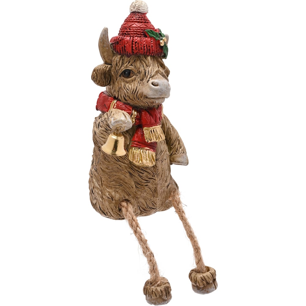 The Seasonal Gift Co. Highland Cow with Hanging Legs Christmas Figurine Image 3