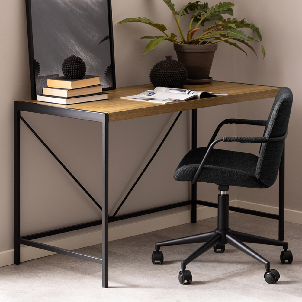 Florence Bahamas Black and Oak Office Desk Image 1