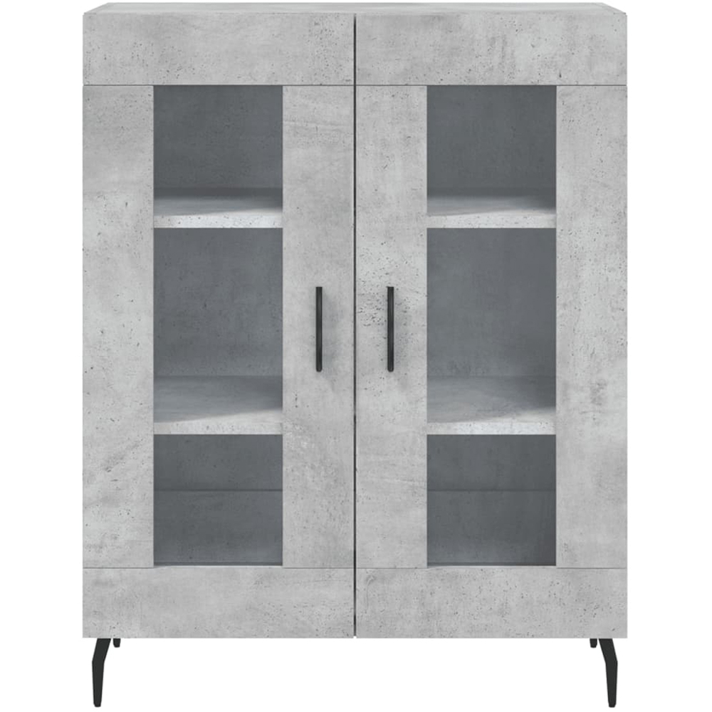 vidaXL 2 Glass Door 3 Shelf Concrete Grey Tall Highboard Image 8