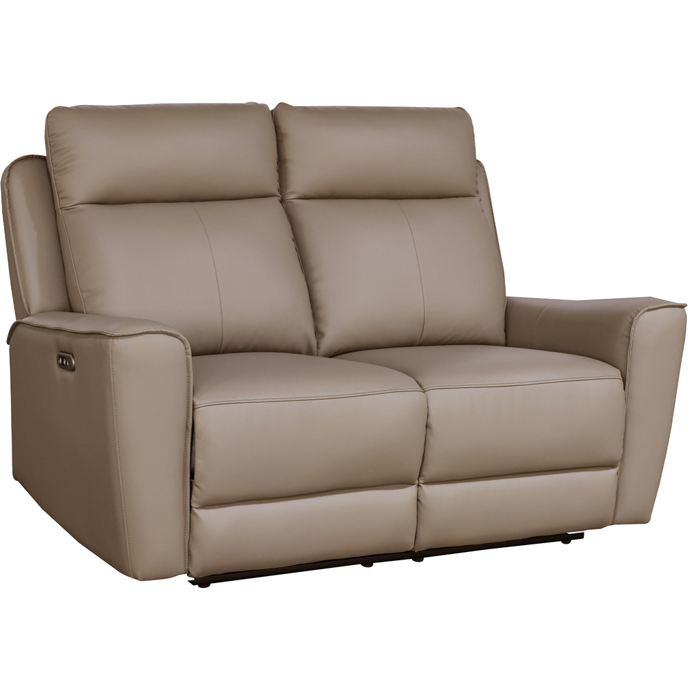 Aspire Elmhurst 2 Seater Mushroom Leather Power Recliner Sofa with USB and USB-C Charging Image 2