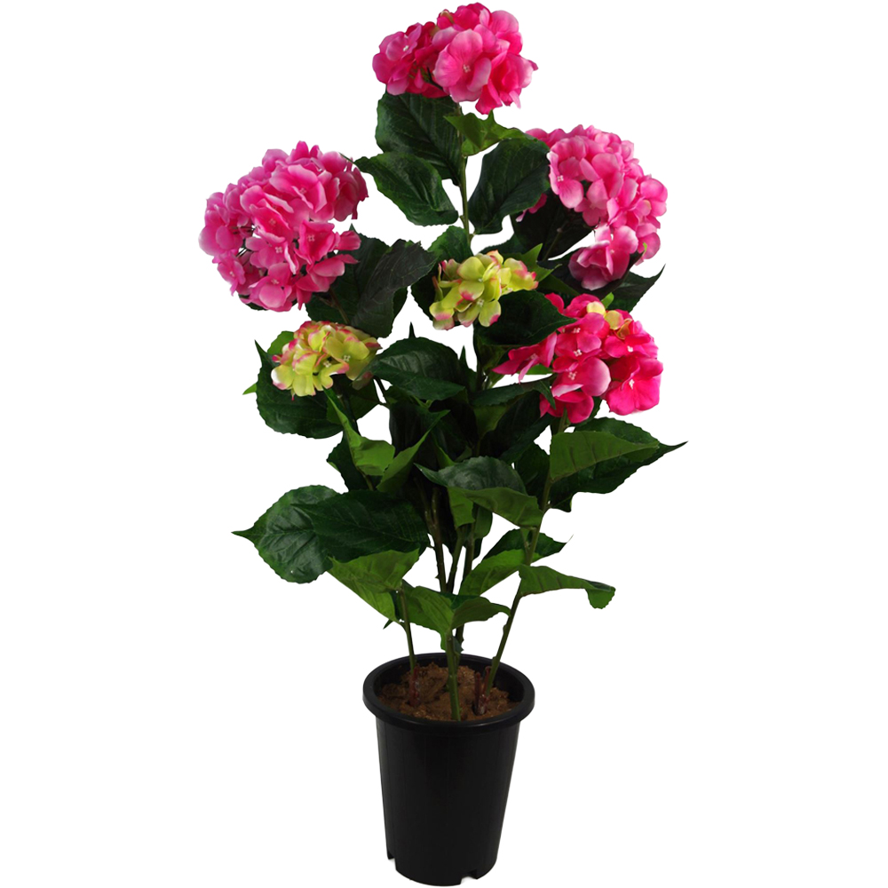 Leaf Pink Hydrangea Artificial Plant Pot with 200 Flowers 90cm Image 1
