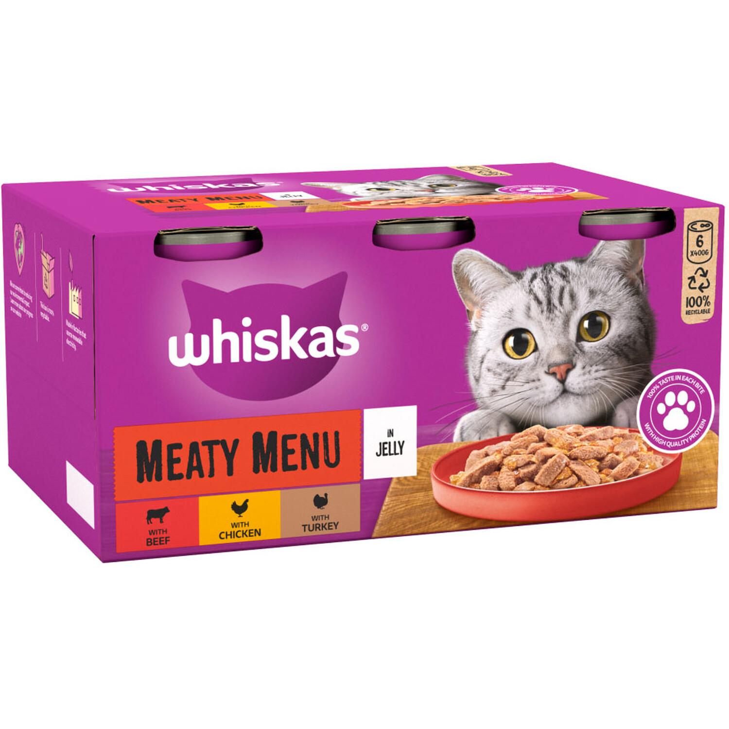 Whiskas 1 Plus Years Meaty Menu in Jelly Cat Food Tins 6 Pack Image 4