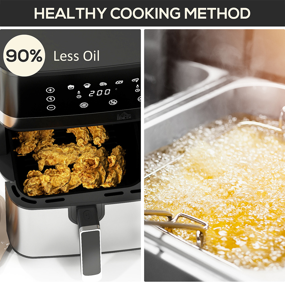 HOMCOM 800-193V70BK Black 8.5L Dual Zone Air Fryer 2700W Image 7