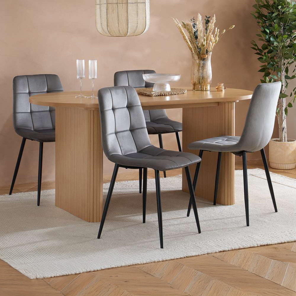 Birlea Axel 4 Seater Oval Fluted Dining Set Brown Image 1
