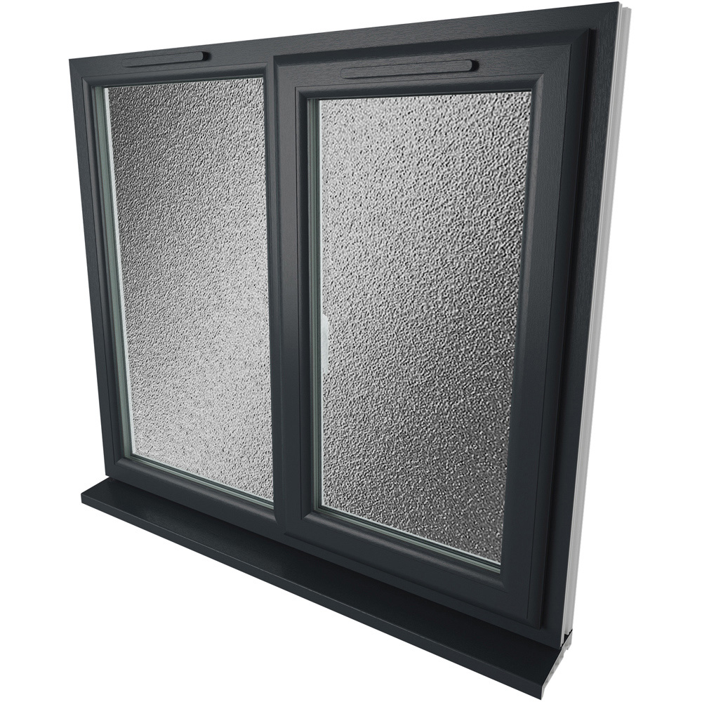Crystal uPVC Triple Glazed Window RH Side Hung Next to a Fixed Grey White Obscure Glass 1190x1040mm Image 9