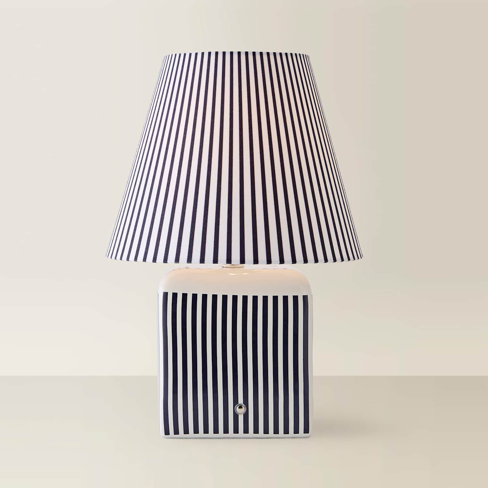 ValueLights Howard Stripe Print Ceramic Portable Rechargeable Table Lamp Image 3