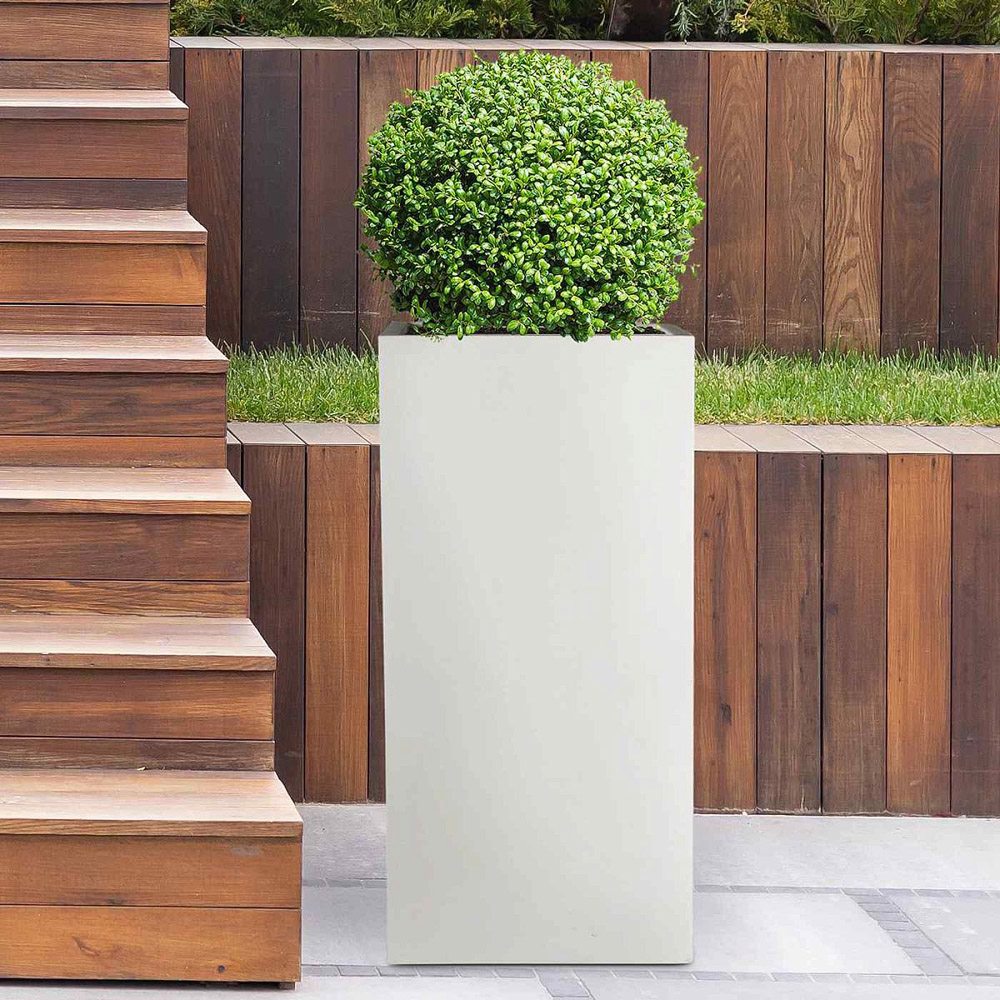 wilko White Light Concrete Outdoor Planter 70cm Image 2