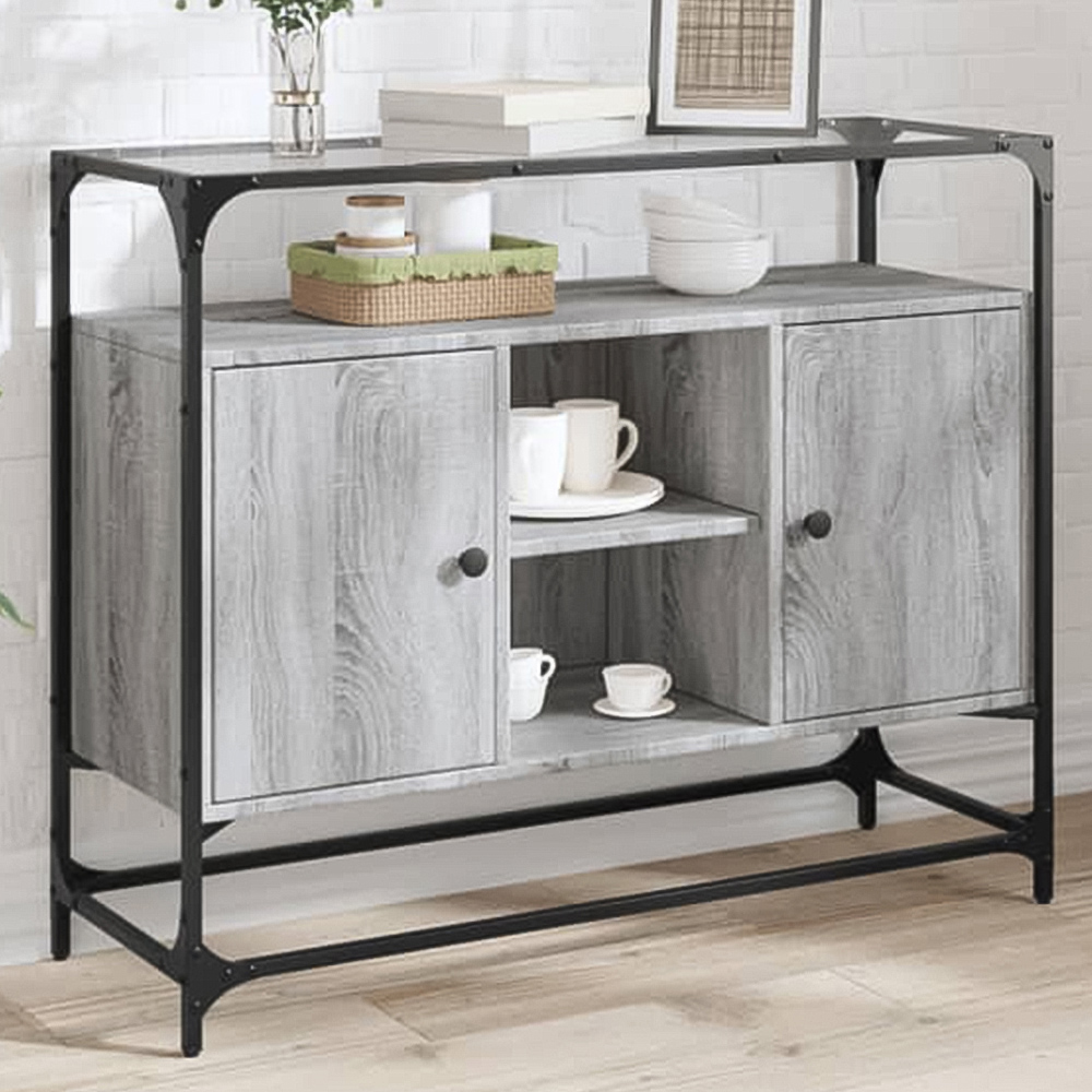 vidaXL 2 Door 4 Shelf Grey Sonoma Sideboard Image 1