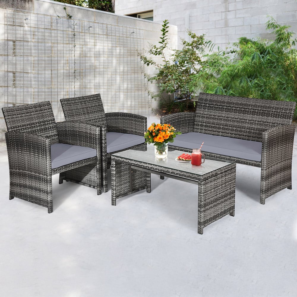 Costway 4 Piece Grey Patio Furniture Set Image 1