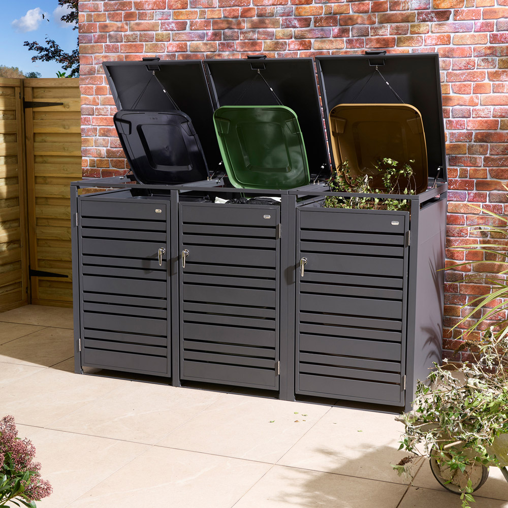 Rowlinson Chelsea Anthracite 3 Wheelie Bin Store Image 4