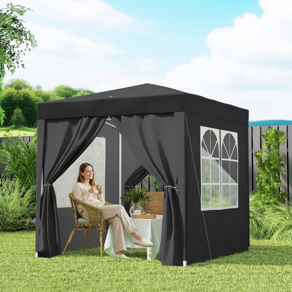 Outsunny 2 x 2m Black Marquee Pop Up Gazebo Party Tent Image 4