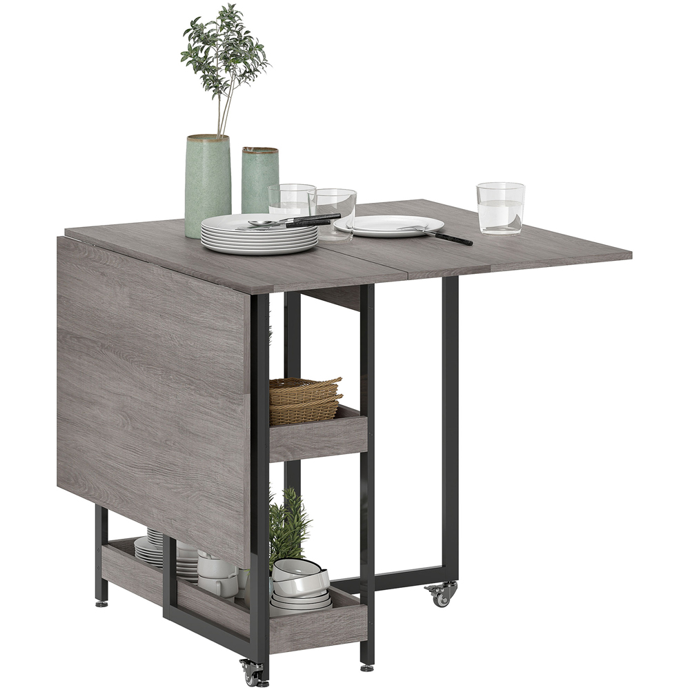 HOMCOM 4 Seater Grey Foldable Dining Table Image 2