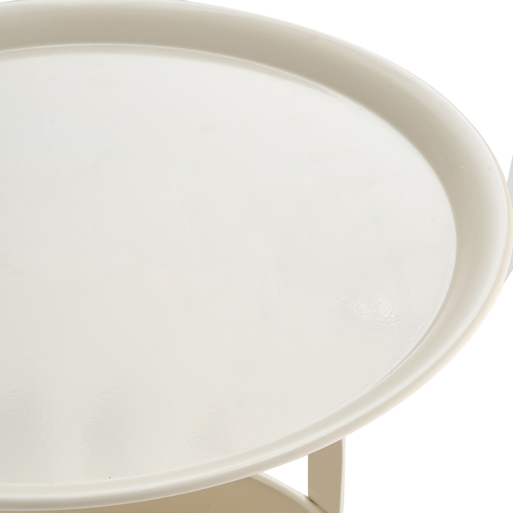 Living and Home Beige Round Tray Top Storage Side Table Image 6