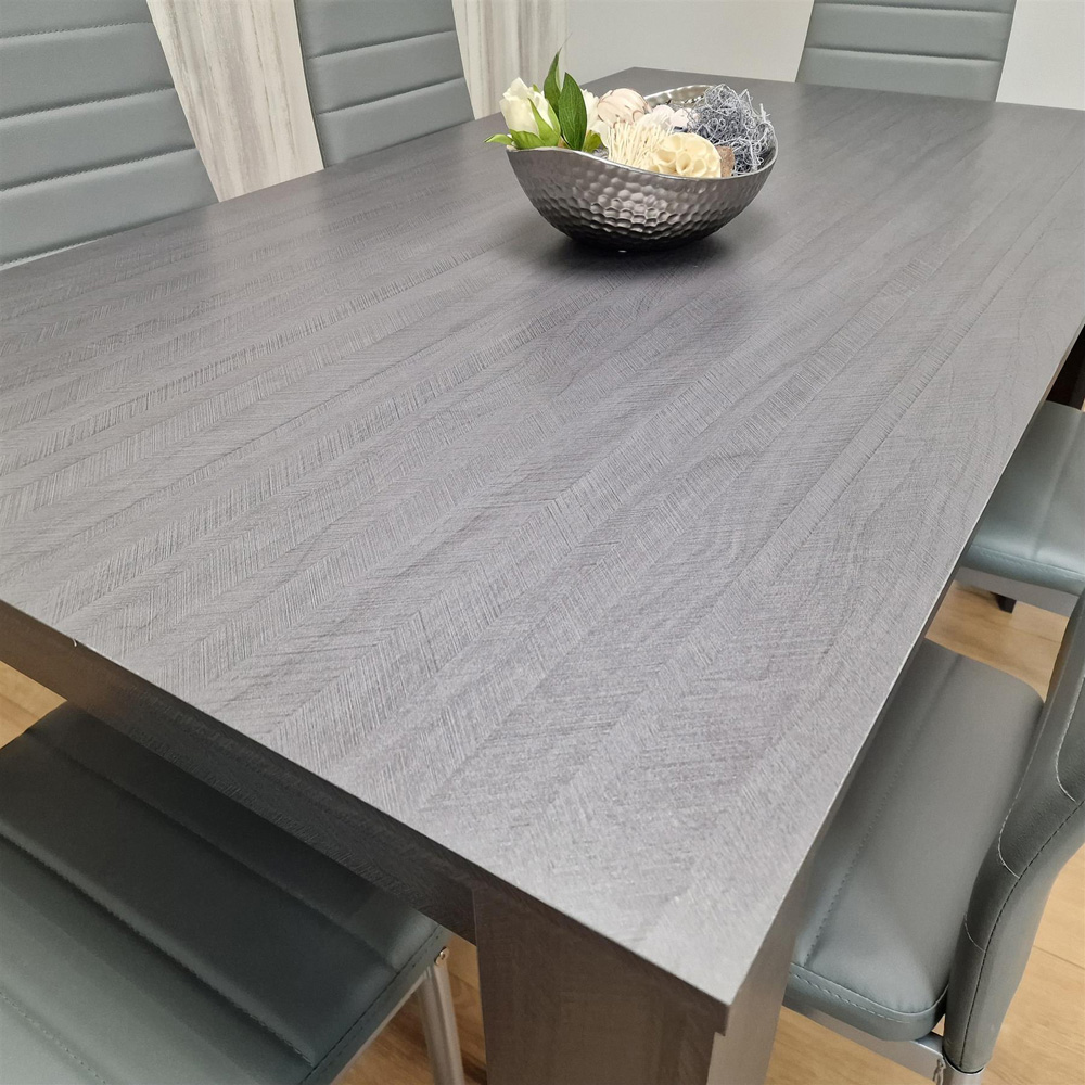 Kosy Koala 6 Seater Faux Leather Arrow Design Dining Set Grey Image 6