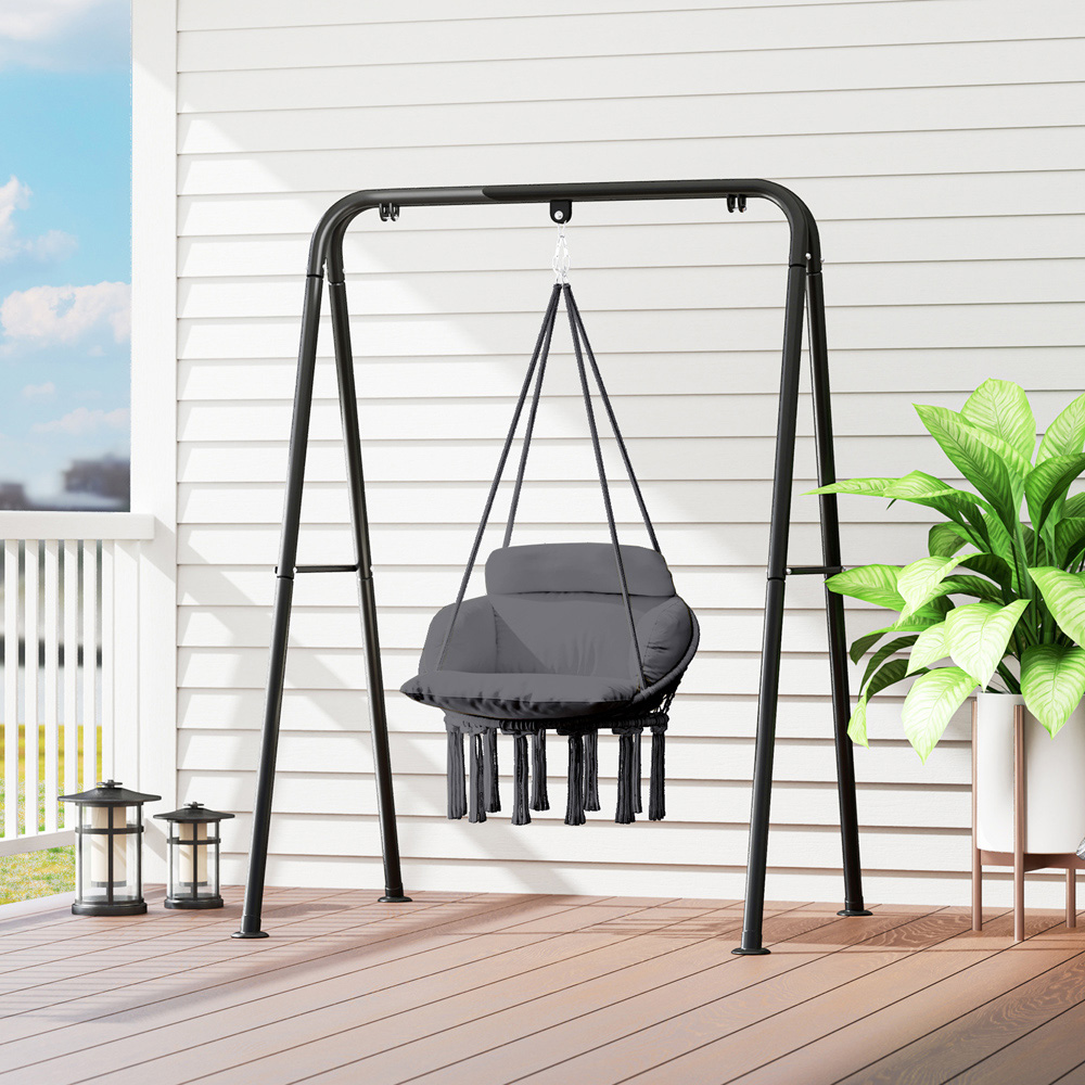 Outsunny Boho Dark Grey Hammock Chair Image 4
