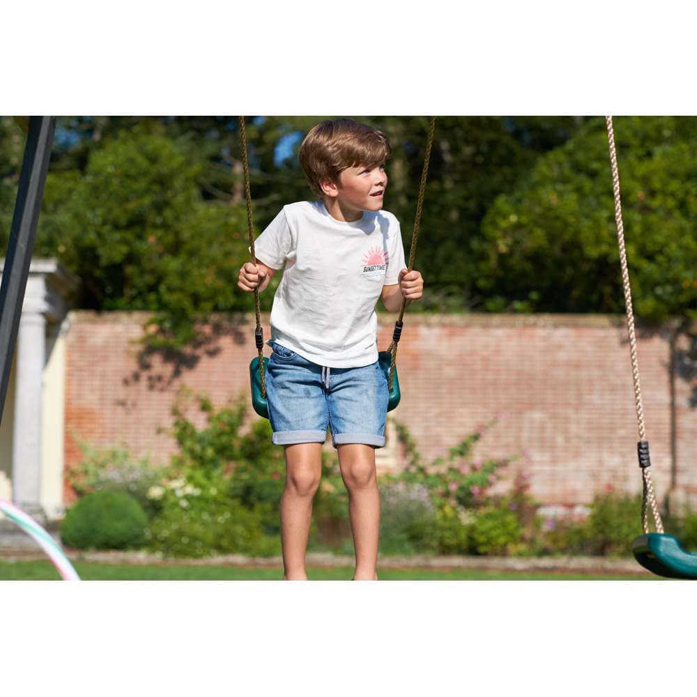Plum Play Barbary Kids Wooden Double Swing and Slide Playcentre with Climbing Frame Image 2