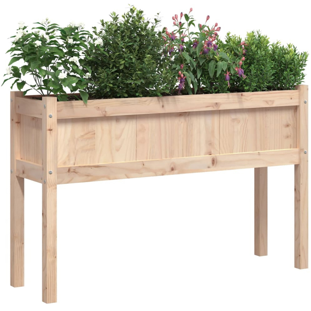 vidaXL Natural Solid Pine Wood Garden Planter 110 x 31 x 70cm 2 Pack Image 2