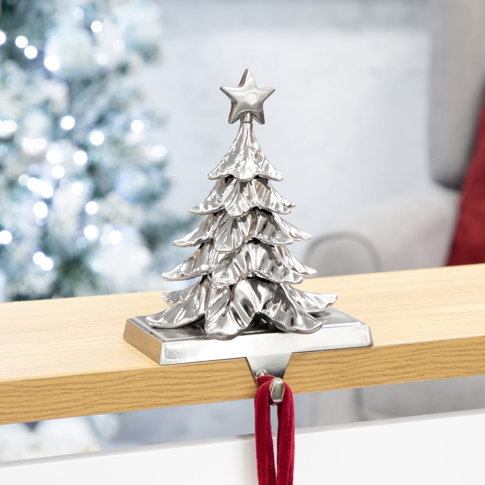 The Christmas Workshop Silver Christmas Tree Stocking Hanging Decoration Image 2