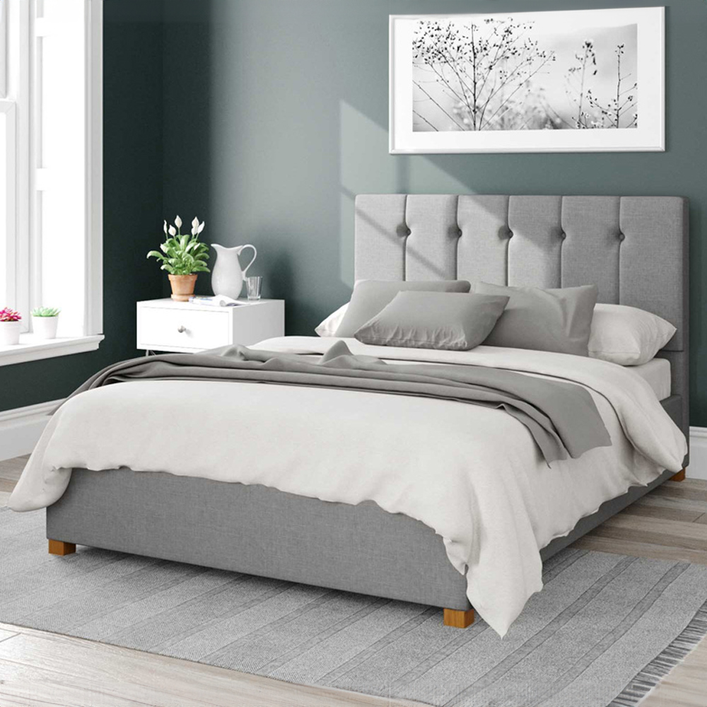 Aspire Hepburn Super King Grey Eire Linen Ottoman Bed Image 1