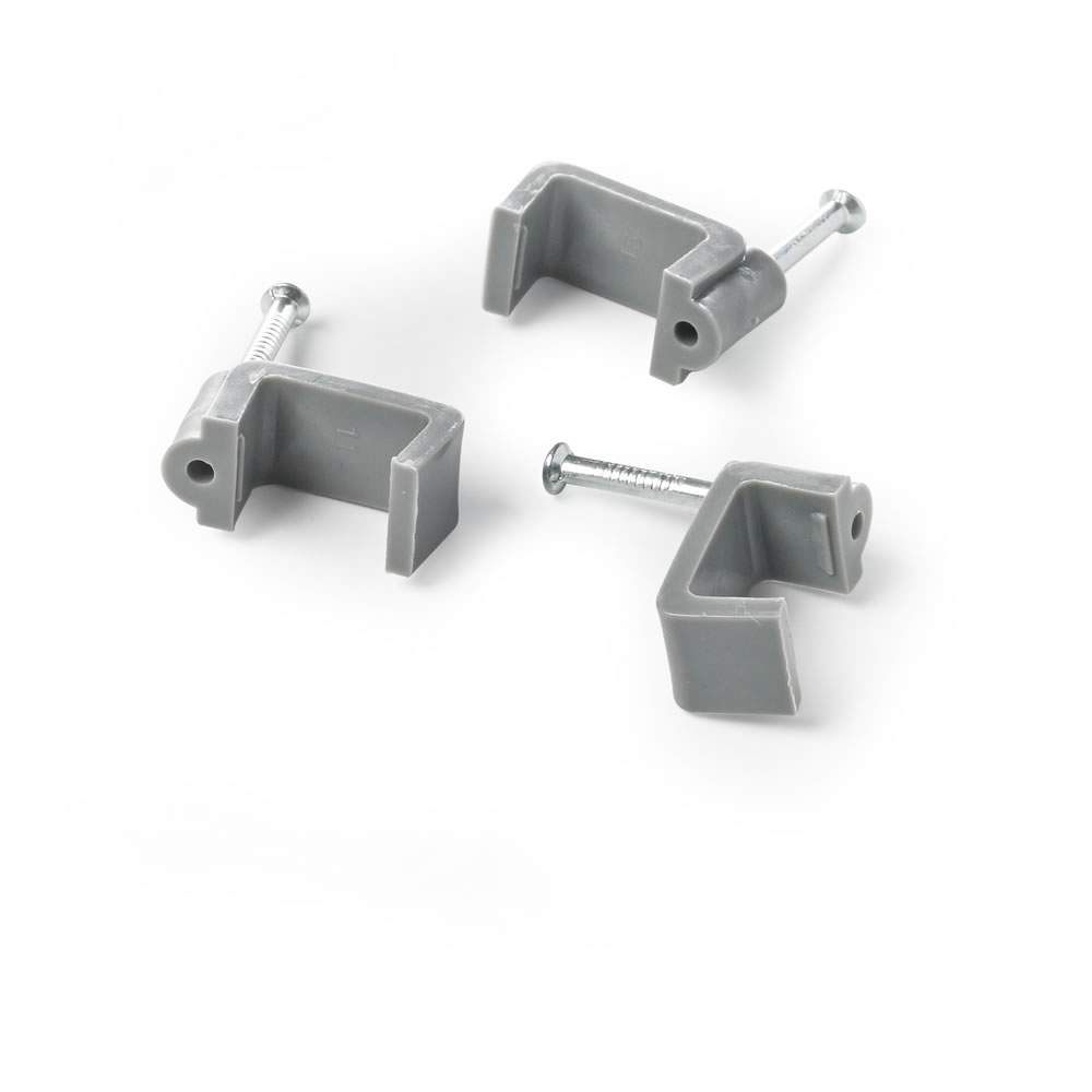 Wilko 20 pack 10mm Grey Cable Clips Image