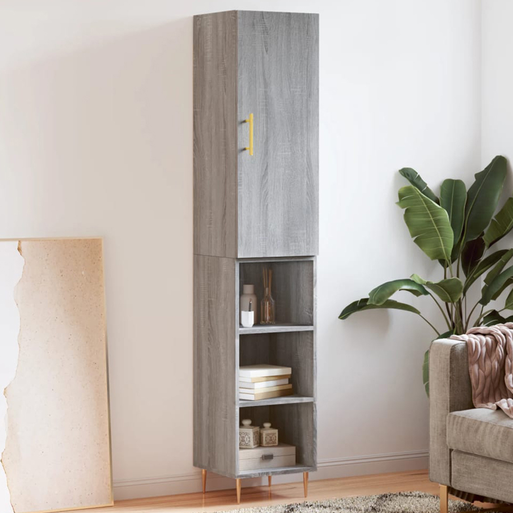 vidaXL Single Door 3 Shelf Grey Sonoma Highboard Image 1