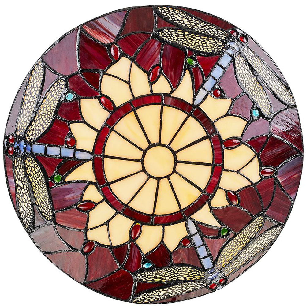 Happy Homewares Traditional Red Dragonfly Tiffany Glass Pendant Shade Image 2