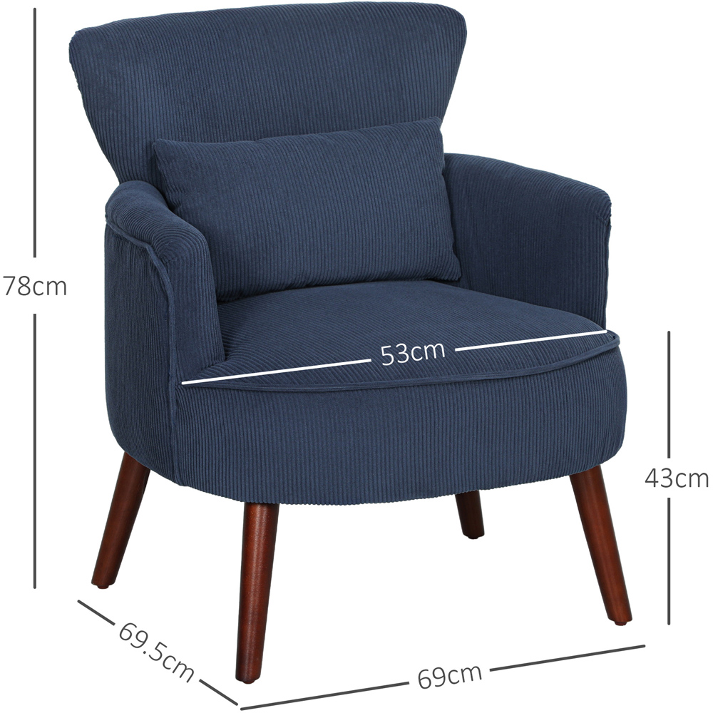 HOMCOM Modern Blue Upholstered Accent Armchair Chair Image 8