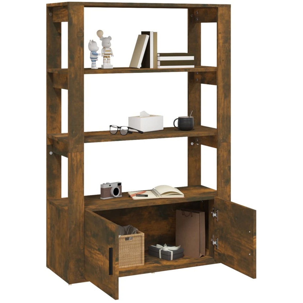vidaXL 2 Door 3 Shelf Brown Oak Sideboard Image 4