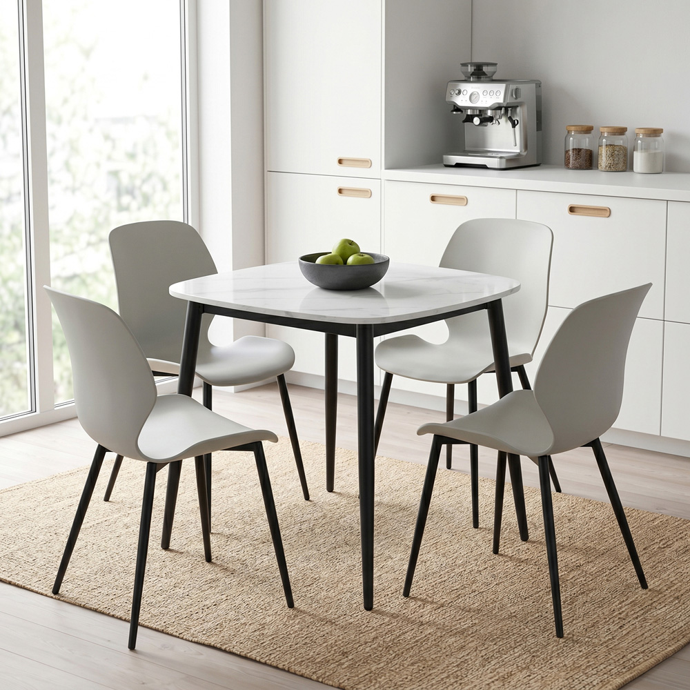 Core Products Aspen Carnaby 4 Seater Sintered Stone Plastic Square Dining Set Light Grey Image 5