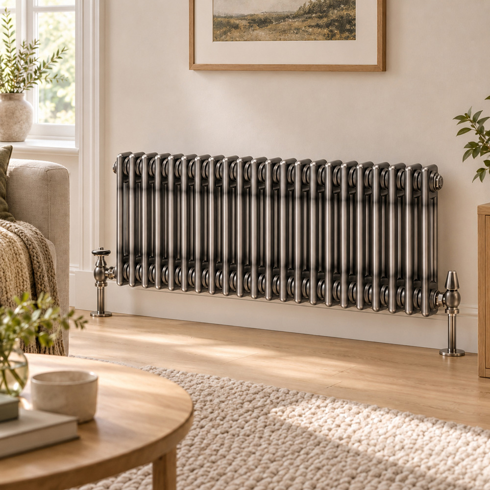 Go Bathrooms Clarence Raw Metal 2 Column Radiator 400 x 1010mm Image 2