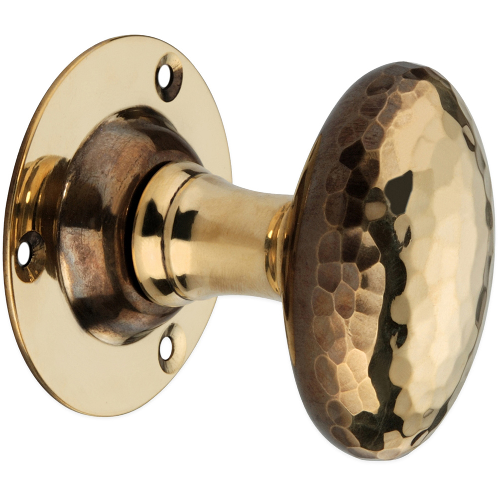Spira Brass Aged Brass Hammered Oval Mortice Door Knob 2 Pack Image 3