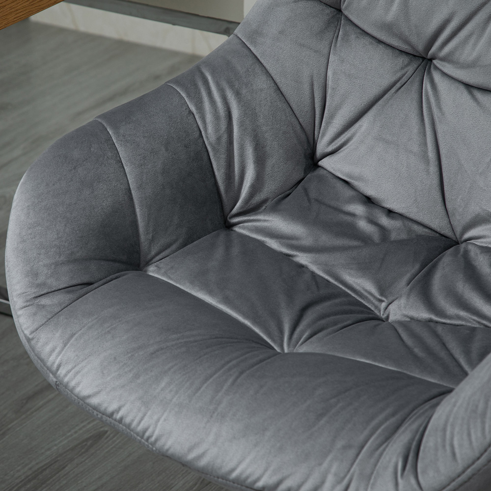 Portland Dark Grey Velvet Swivel Office Chair Image 3