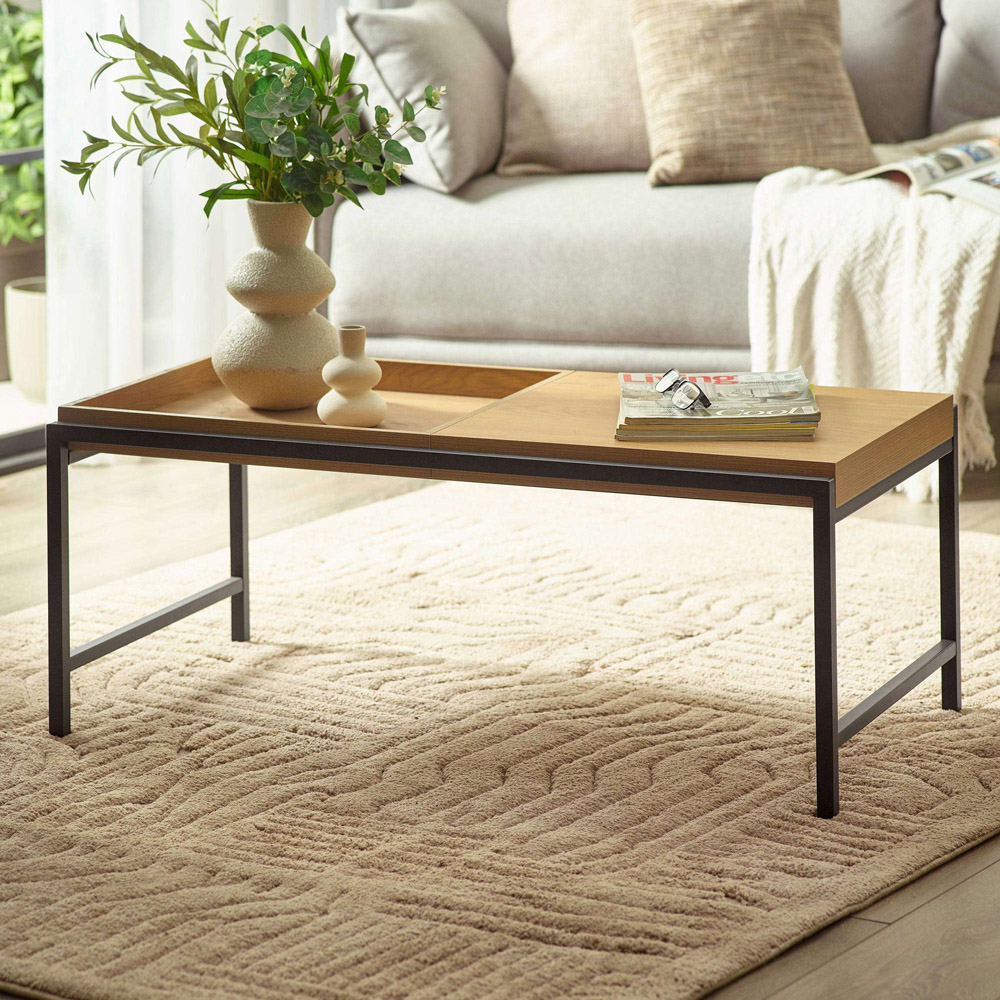 Julian Bowen Reuben Oak Effect Reversible Tray Coffee Table Image 7