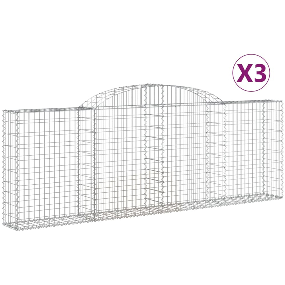 vidaXL Silver Galvanised Iron Gabion Basket 300 x 30 x 100/120cm 3 Pack Image 4
