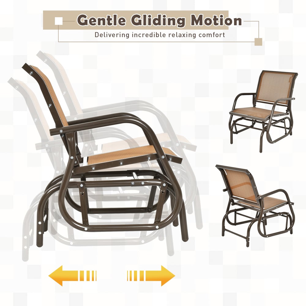 Costway Brown Glider Rocking Garden Chair Image 4