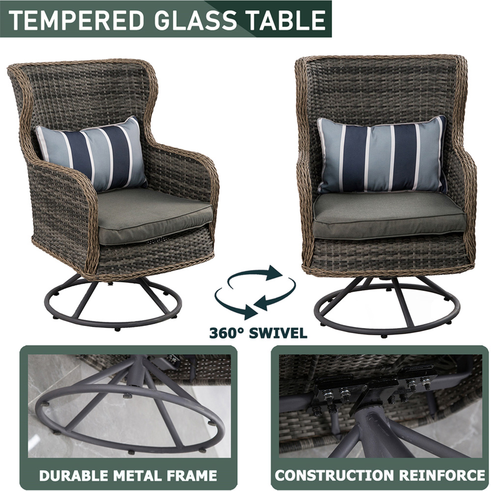 Furniture One 2 Seater Rattan Garden Swivel Lounge Set Image 6