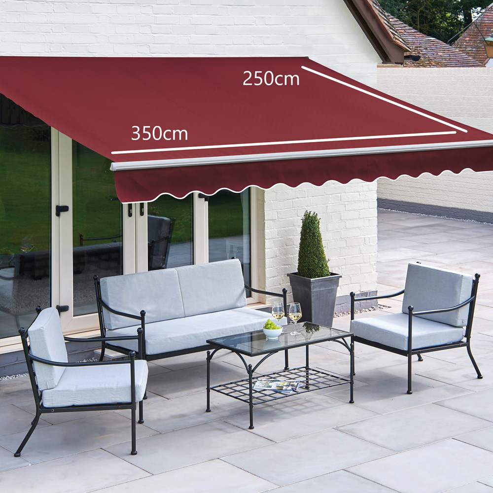 Greenhurst Balmarol Royal Red Patio Awning 3.5 x 2.5m Image 3