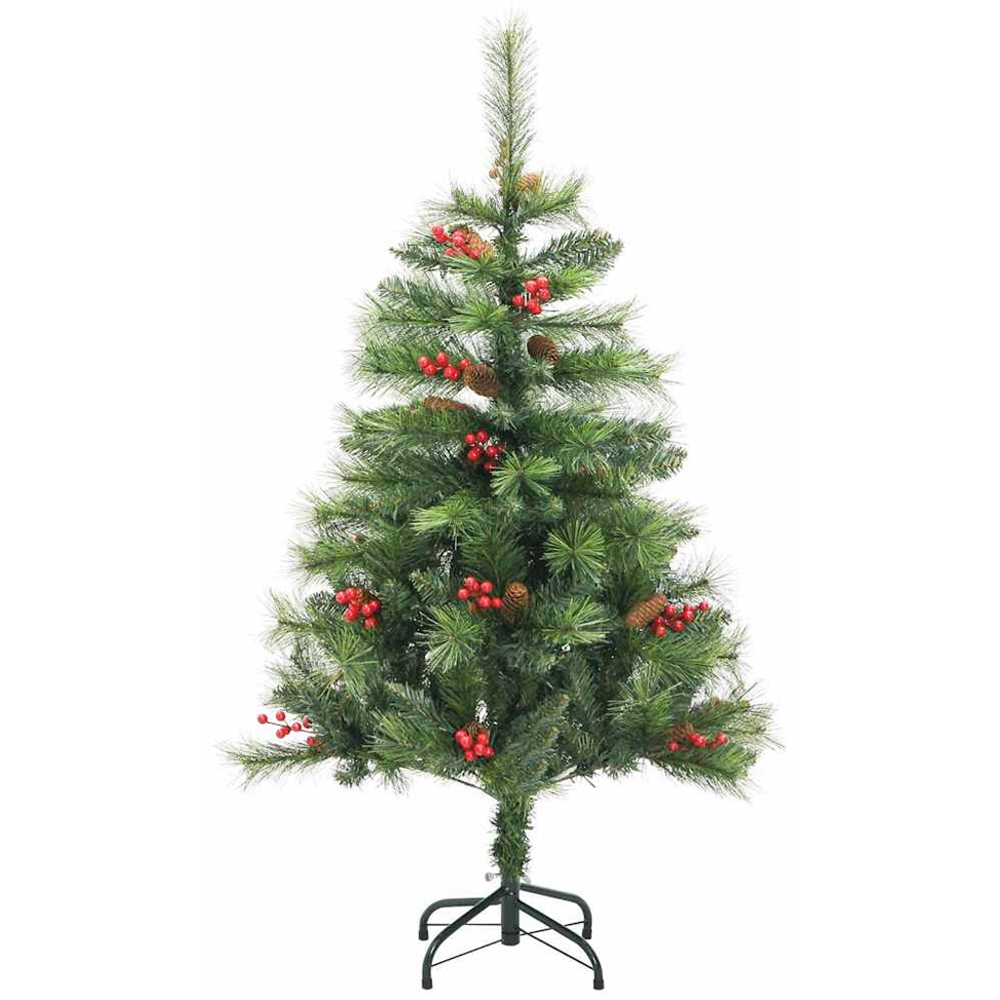 vidaXL 150 LED Pre-Lit Silver Baubles Green Artificial Christmas Tree 5ft Image 5