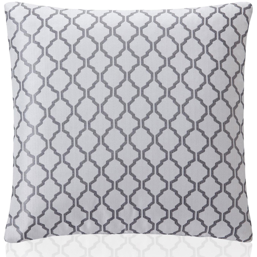 Alan Symonds Silver Jacquard Weave Geometric Cushion with Polyester Filled Pad 45 x 45cm 4 Pack Image 3