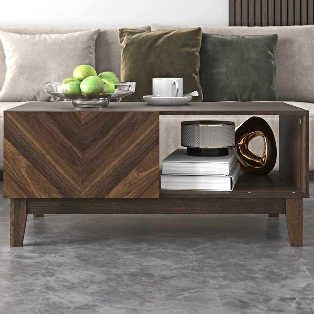 GFW Camborne Single Door Royal Walnut Coffee Table Image 1