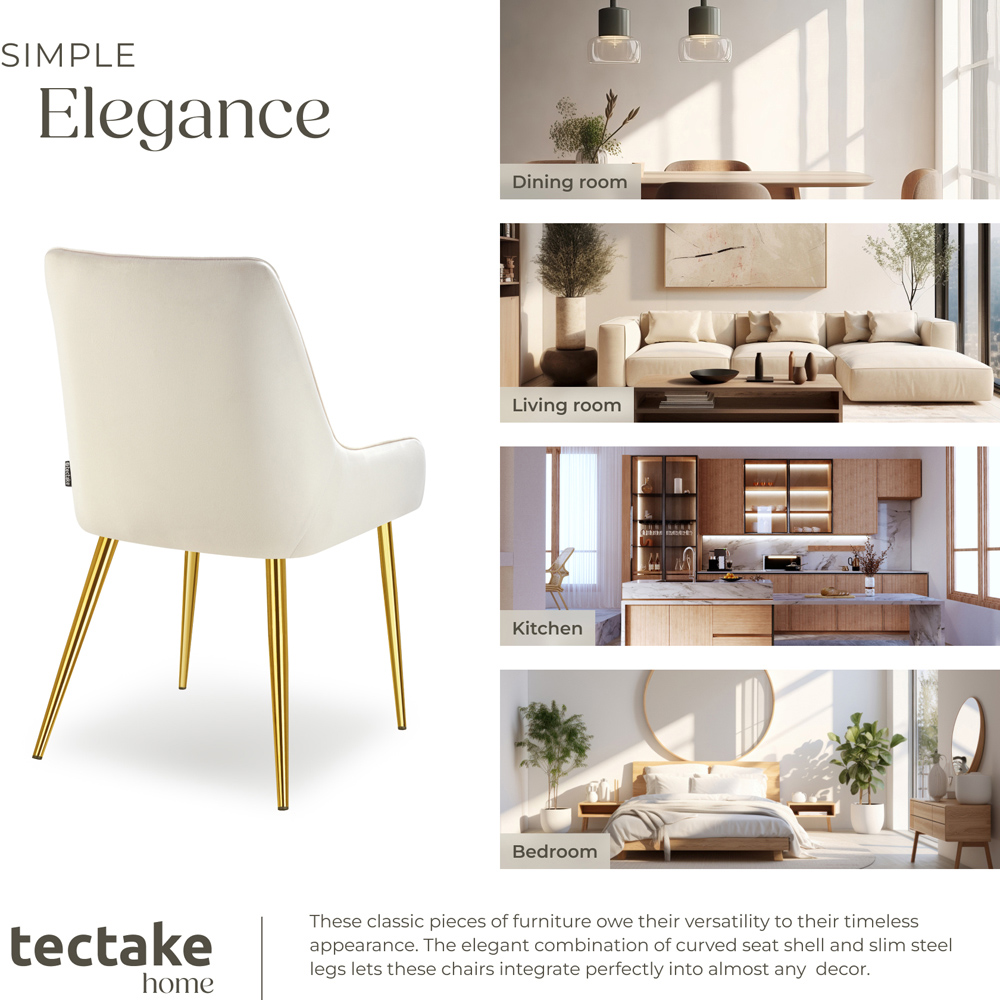 tectake Avane Set of 2 Beige Dining Chair Image 6