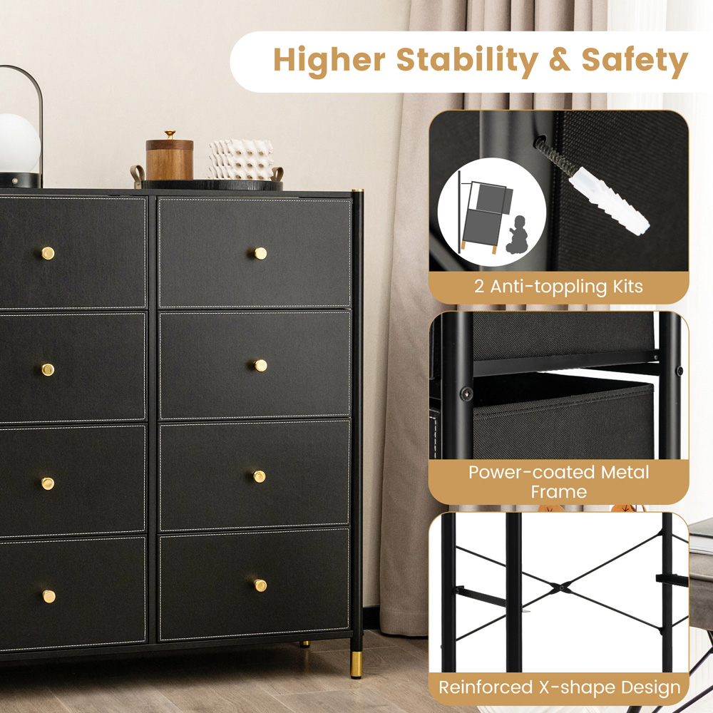 Costway 8 Drawer Black Fabric Dresser Image 5