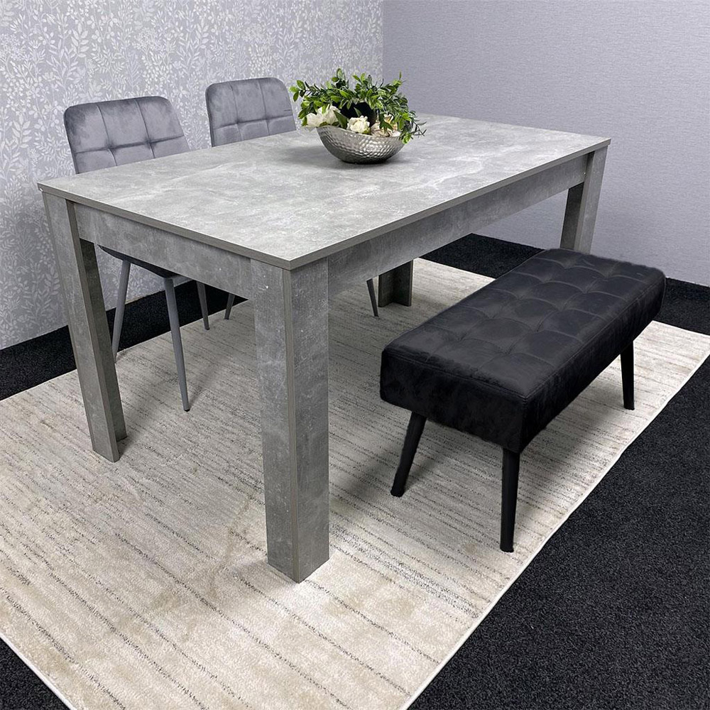 Portland 3 Seater Velvet Wooden Dining Set with Bench Grey and Black Image 7