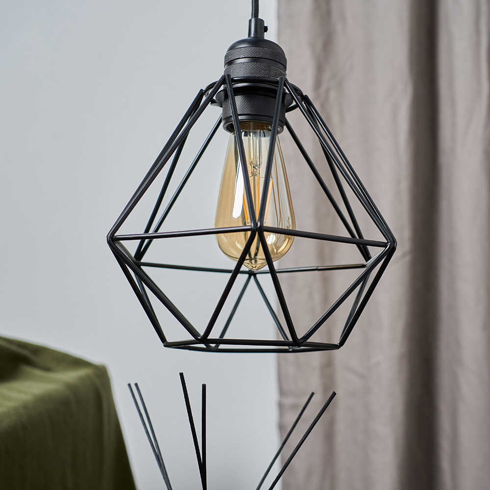 ValueLights Diablo Black Industrial Wire Frame Pendant Shade Image 5